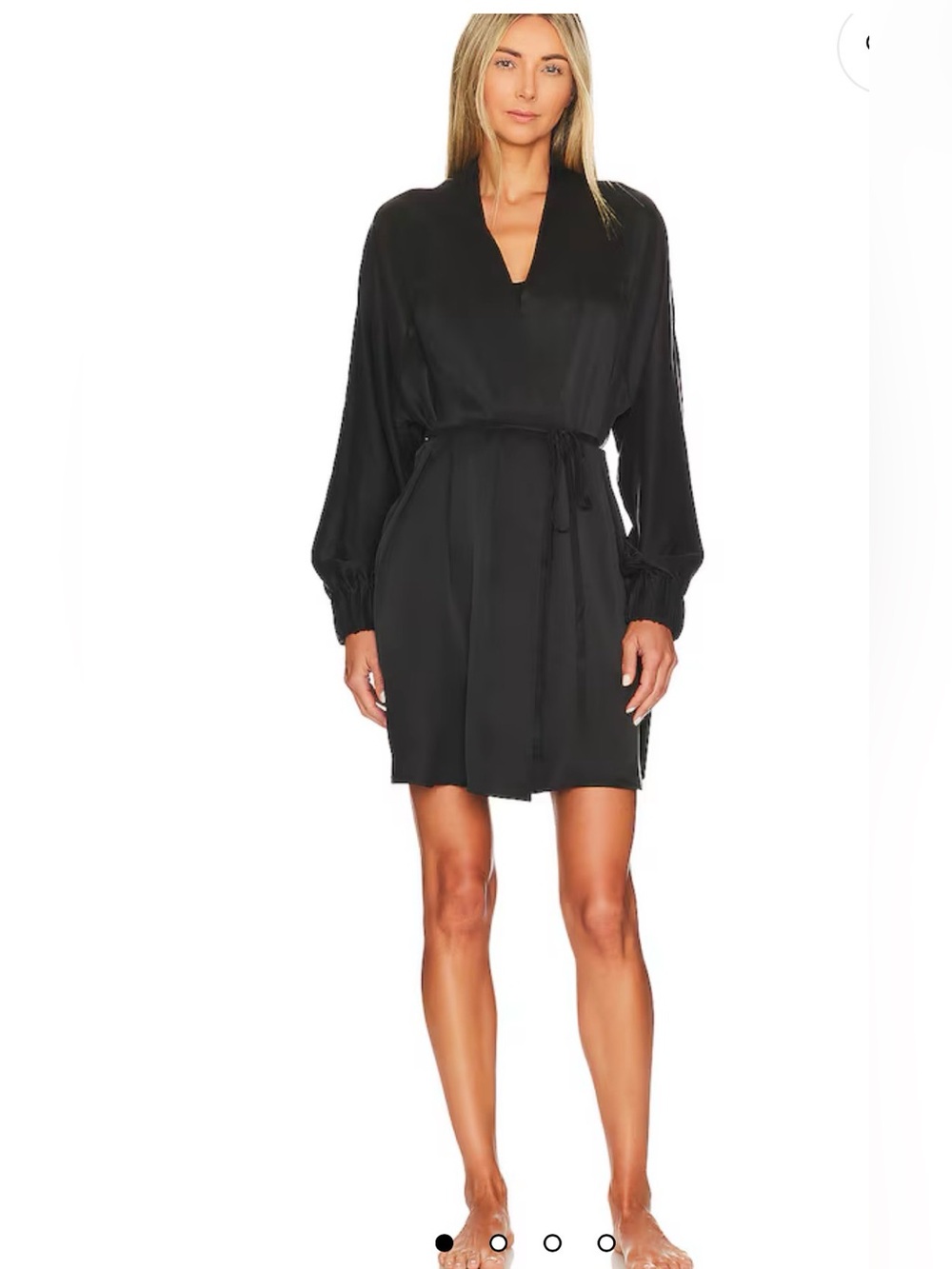 $278 Lunya Washable Silk Robe XS-S black Short Wrap 100% Silk Loungewear Luxury